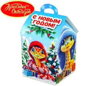 Сладкий подарок на Новый Год в картонной упаковке весом 600 грамм по цене 654 руб в Колпино